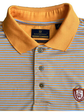 Sakmann Golf Galen Hall Golf Club Polo Shirt Men's Size Medium Orange/Gray